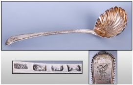 George III Small Silver Ladle/Preserve Spoon with fluted bowl. Hallmark London 1758. Makers Mark W.