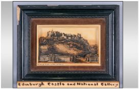 Wax Framed Picture Of Edinburgh Castle, 17.5x13.5"