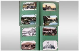 Green Postcard Album Containing Approximately 360 old Postcards, mainly UK topographical.