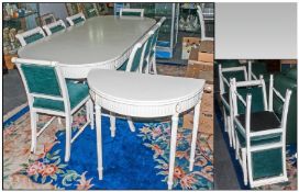 Large Contemporary 12 Seater Dining Table off white colour, 78 inches un extended, the chairs with