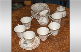 Royal Doulton 20 Piece Part Tea Set. "Lisette" pattern from the Romance Collection. H 5082.