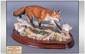 Border Fine Arts HandMade Limited Edition Figure 'Fox, Keeping His Feet Dry' B0225. Raised on a