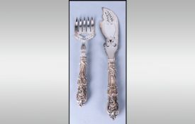 Victorian 1880's Silver Plated Fish Knife and Fork. In good quality. Knife length 13 inches, Fork