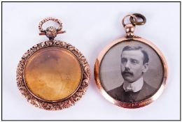 Victorian Circular Shaped 9ct Gold Lockets, 2 in total. Fully Hallmarked. Total weight 11.6 grams