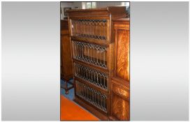 Oak Cased Bookcase, Beautifully Crafted with Astral Glazed Leaded Front Doors and Four Shelves