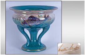 Shelley Walter Slater Art Nouveau Pedestal Bowl, the bowl of squat, wide cauldron shape held on a