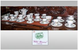 Shelley Bone China 41 Piece Tea & Coffee Set 'Wild Flowers' Design pattern number 13668. Backstamp