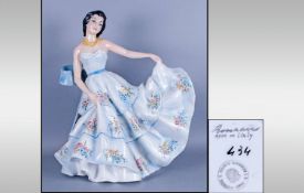 Ronzan Italian Glamorous 1950's Lady, dressed in a strapless powder blue ball gown with a very