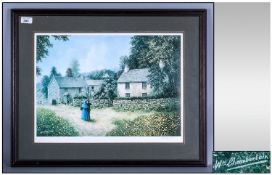W Chamberlain Signed Coloured Print Title 'Dove Cottage', Framed and Mounted Behind Glass Signed