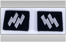 WW2 German SS Collar Tabs with label on reverse