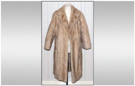 Ladies Blonde Mink Three Quarter Length Coat, fully lined. Slit pockets, Hook & loop fastening.