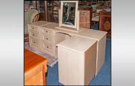 Contemporary Cream Dressing Table Set. Knee Hole Dressing Table with 3 Drawers either Side and