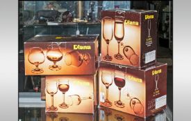 Five Boxes of 'Diana' Drinking Glasses, various sets.