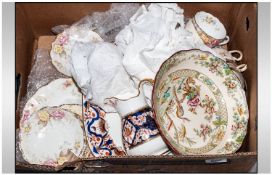 Box of Assorted Ceramics including part teasets and Royal Doulton fruit bowl etc