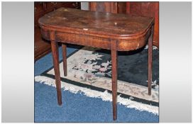 Early 19th Century Mahogany Fold Over Tea Table, raised on square tapering legs, hinged to back. 38"
