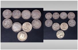 Collection Of 9 Silver Crowns various dates, mostly worn.