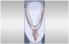 Horse Head Pendant Statement Necklace, the horse studded with white Austrian crystals above an