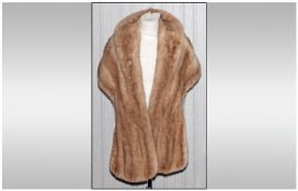 Honey Blonde Mink Stole fully lined. Shaped shoulders.