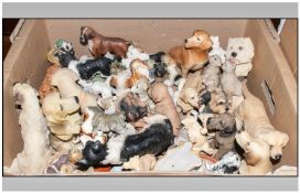 Box Of Miscellaneous & Collectables Comprising Mostly Dog Figures, pottery & resin.