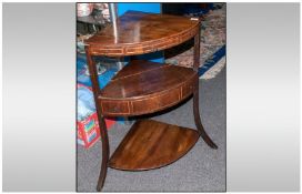 Antique German Mahogany Corner Washstand, with a bow front on splayed out legs & an under shelf,