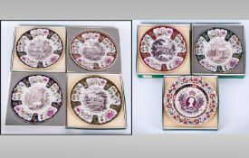 Collection of Seven Masons Ironstone Christmas Cabinet Plates, original boxes