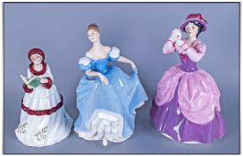 Three Royal Doulton Figures Comprising 'Lady Pamela' HN 2718  9 inches in height 'The Twelve Days of