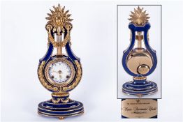 Victorian & Albert Museum Handpainted Porcelain Marie-Antoinette Clock, 8 day striking on a bell.
