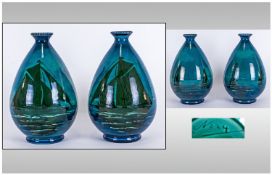 Forrester's Pair Of Ovoid Shaped Fine Lustre Vases, hand decorated with impasto Images of Yachts