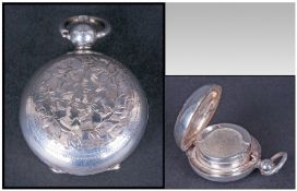 Victorian Silver Plated Circular Shaped Hinged Sovereign Holder With Chased Decoration.