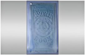 Antique Etched Glass Panel from an old pub. Etched to glass 'Smoke Room, W.Butler & Co.Ltd,