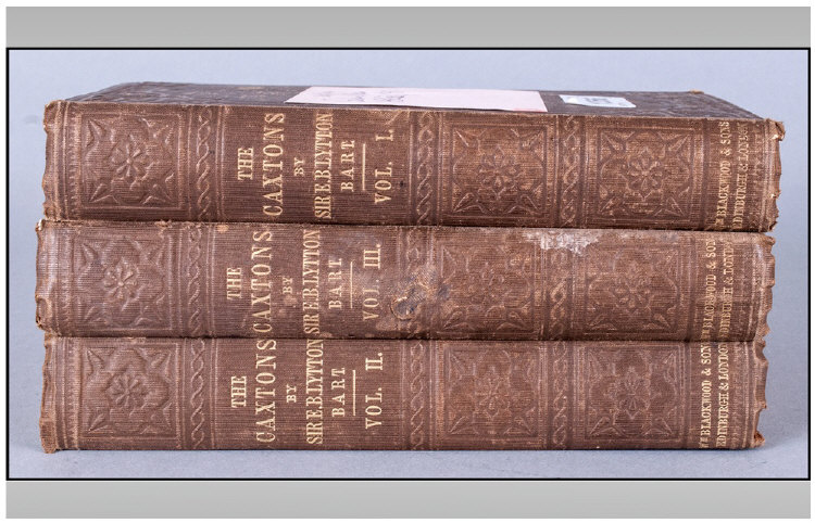 1854 First Edition Of The Caxtons By Sir E Bulwer Lytton. Three volumes in original fine ribbed