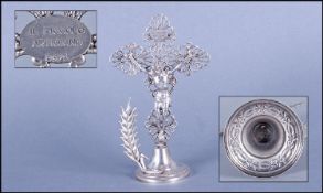 Spanish Portugese Silver Crucifix Marked Ill Piccolo Artigiano B925, 4.5" in height.