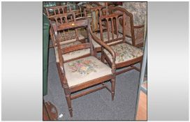 Set Of five Sheraton Chairs, Mahogany, Circa 1780, With an arched splat back within a square