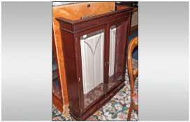 Mahogany Reproduction Wall Mounted Cabinet. With glazed front and three drawer storage below. 45