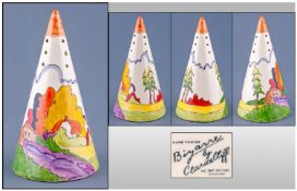 ****withdrawn*****Clarice Cliff Style Handpainted Conical Shaped Sugar Sifter Excellent condition.