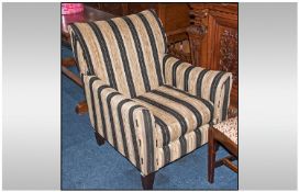 Contemporary Lounge Chair Classic Black & Beige Striped Design. As New Condition.