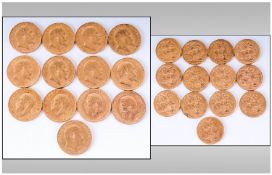 Collection Of 13 Full Sovereigns Dated 1906, 2x 1907, 1908, 1909, 4x 1910, 2x 1911, 1912 & 1913