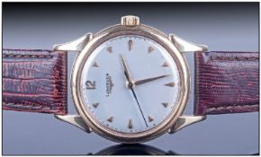 Longines Gents 9ct Gold Cased Wristwatch, circa 1960's. Manual wind, silver dial, gold markers,