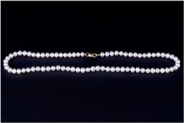 Cultured Pearl 16 Inch Necklace with 9ct gold clasp.