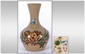 Moorcroft Modern Small Vase, 'Frog & Fly' pattern, Date 2009. Excellent condition. 4" in height.