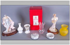 Quantity of Crystal vases and ceramic trinket pots etc...