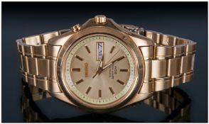 Seiko Gents Kinetic Day Date Gold Plated Wristwatch, 881515 5M63 - 0B90. Excellent condition.