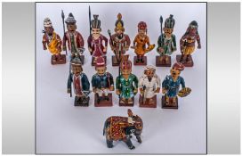 Collection Of Seven Indian Carved Wooden Figures,