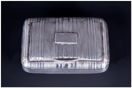 William IV Hinged Silver Snuff Box gilt interior, ribbed body. Hallmark London 1835. Makers mark J.