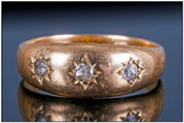 Victorian Ladies 18ct Gold 3 Stone Diamond Ring, Hallmark Birmingham 1894. 6.4 grams.