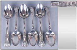 William IV Scottish Silver Set Of Six Dessert Spoons, Hallmark Edinburgh 1833. Maker A.W Andrew