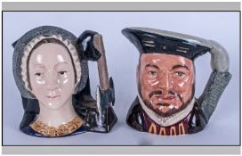 Royal Doulton Small Character Jugs ( 2 ) In Total. 1/ Henry V111 D.6647 c.1975. Height 3.75