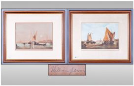 Pair Of Decorative Venetian Prints. Depicting boating scenes. Pencil signed lower left. Mounted