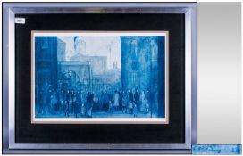 L.S.Lowry A Queue Of People Outside A Mill, limited edition print 640/850 series. Produced by the