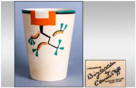 Clarice Cliff Hand Painted Beaker, 'Ravel' pattern. Bizarre Range. Date 1929. 3.75" in height.